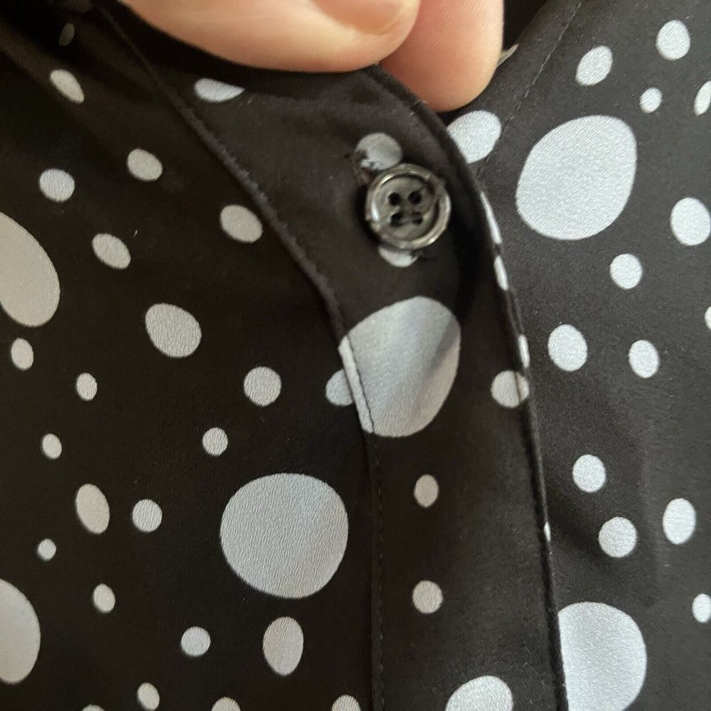 Who What Wear Shirt Blouse Long Sleeve Ruffle Black Gray Polka Dot Sheer Balloon - Picture 5 of 16